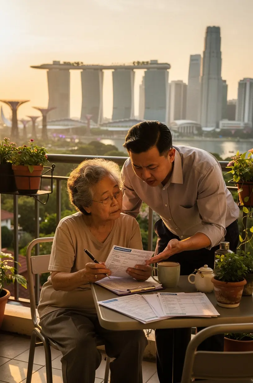 Smiling senior woman using a tablet to compare insurance service providers online.