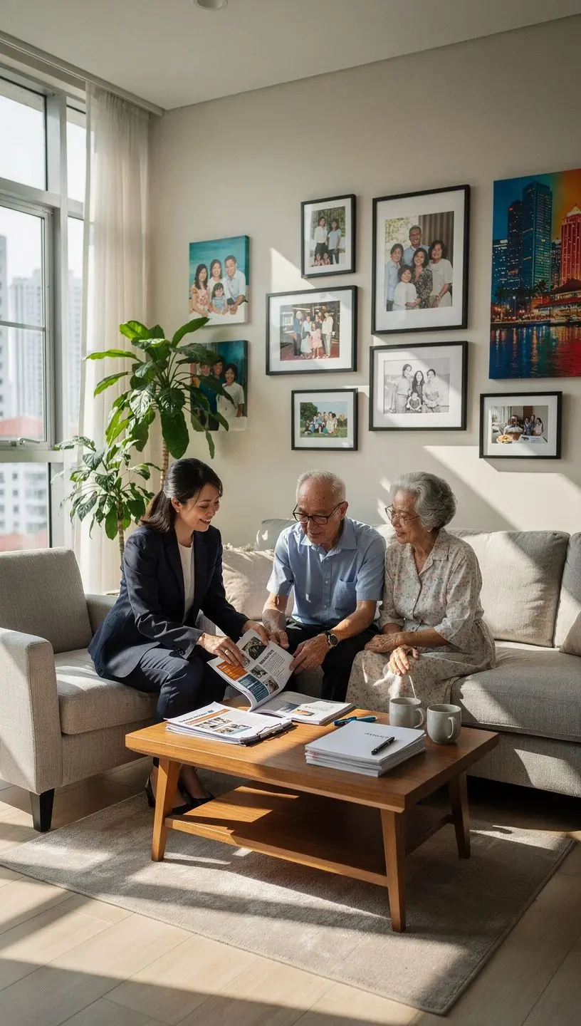Calculator, glasses, and insurance forms on a desk symbolizing careful financial decision-making for seniors.